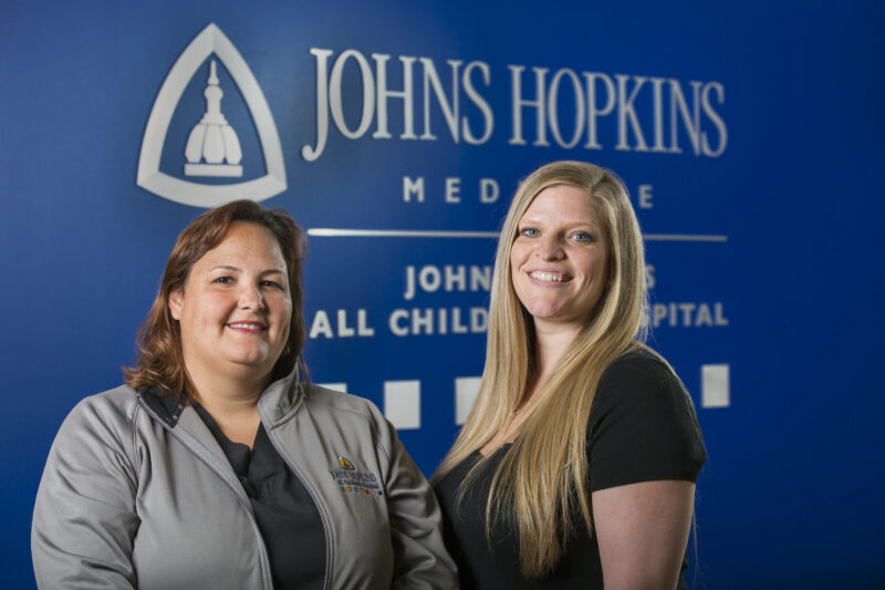 Cherilyn Ashlock (left) and Kentlee Battick of Johns Hopkins All Children's Hospital.
