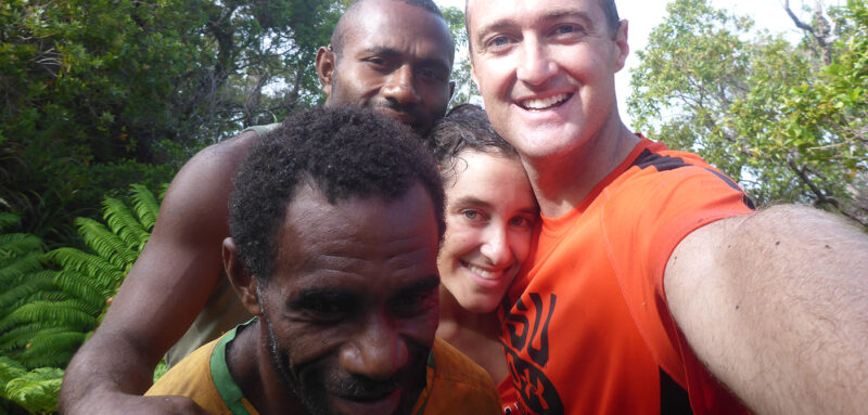 Sean and Lindsay Corrigan, ’09, with friends in Vanuatu.