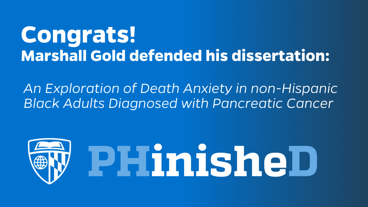 Congratulations, Marshall Gold!