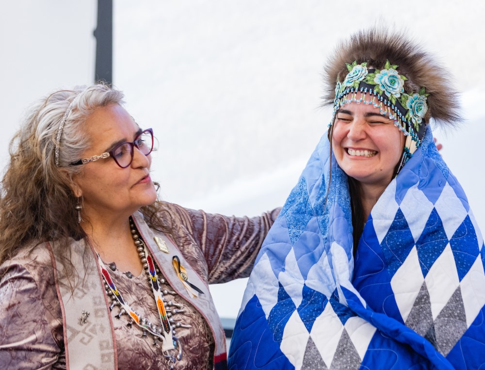Star Blanket Ceremony (recipient Tamara Odden, JHSON Class of 2026 with Assistant Professor Michelle Kahn-John)